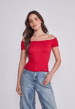 Polera Mujer Rojo Panal Sioux