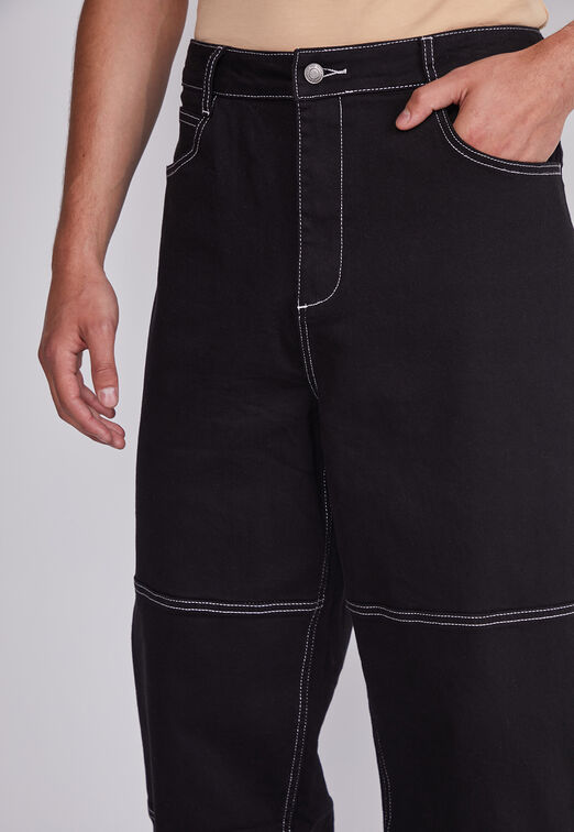 Pantalon Hombre Negro Baggy Sioux
