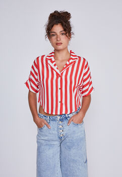 Blusa Mujer  Lineas Rojo Sioux