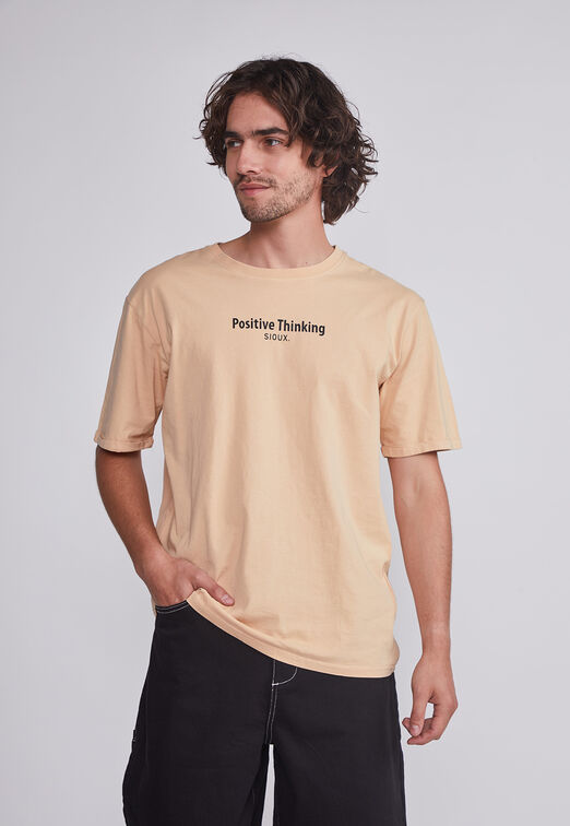 Polera Hombre Arena Letras Positive Sioux