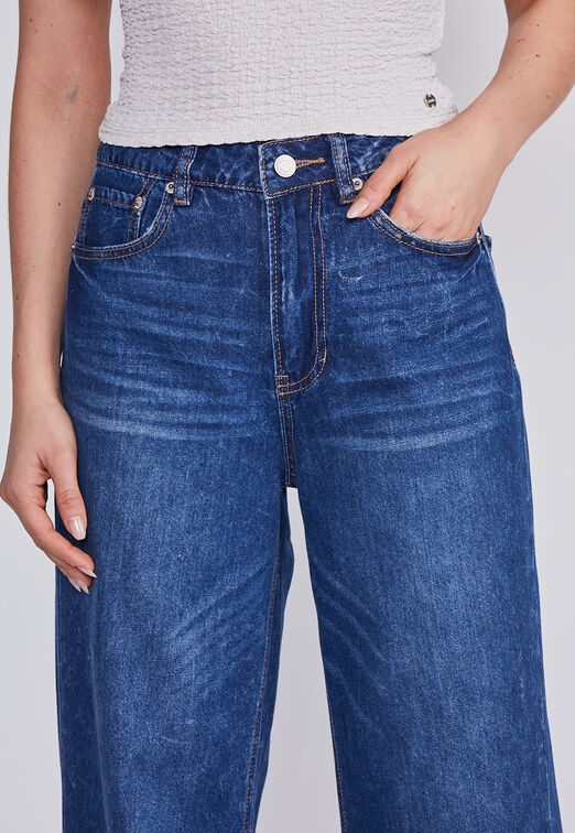Jeans Mujer Azul Wide Leg Sioux