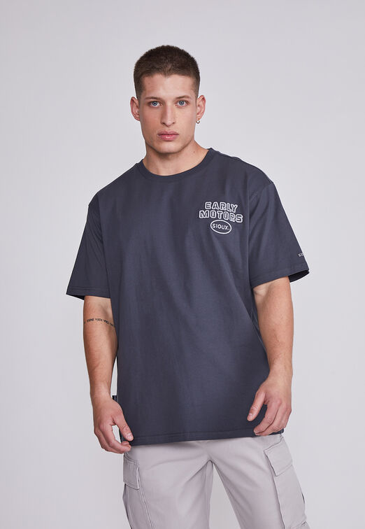 Polera Hombre Gris Motors Relieve Sioux