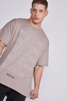Polera Hombre Beige Letras Goticas Sioux