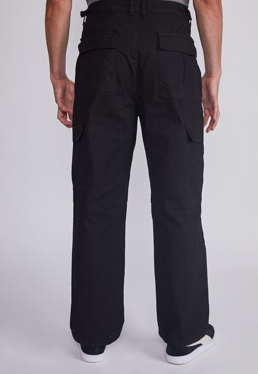 Pantalon Hombre Negro Corte Cargo Sioux