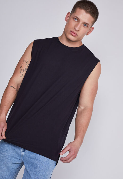 Polera Hombre Negro Musculosa Oversize Sioux