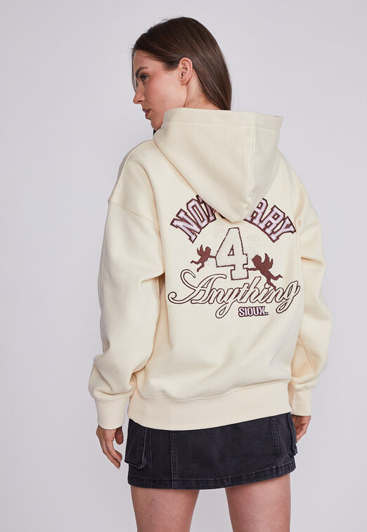 Poleron Mujer Crudo Canguro Oversize Sioux