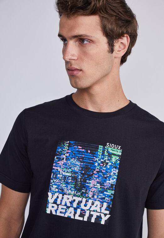 Polera Hombre Negro Visual Reality Sioux