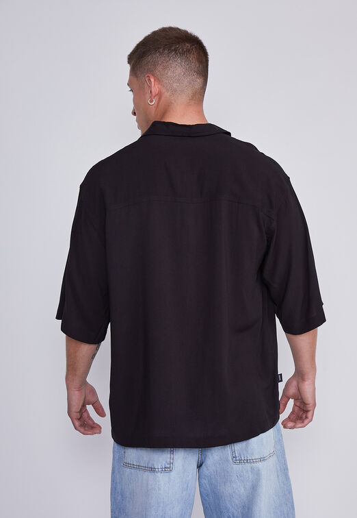 Camisa Hombre Negro Doble Bolsillos Sioux