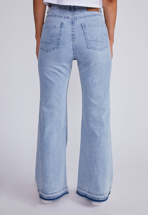 Jeans Mujer Azul Flare Basta Deshilachada Sioux