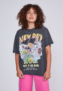 Polera Mujer  Washed New Day Negro Sioux