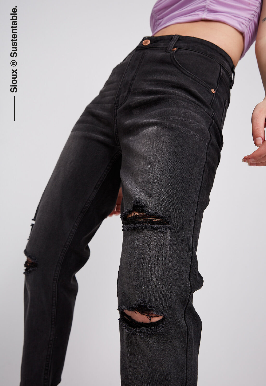 Mom jeans negro hot sale