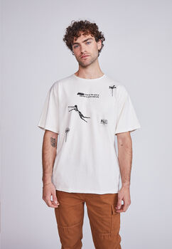 Polera Hombre Plantas Bordadas Crudo Sioux   