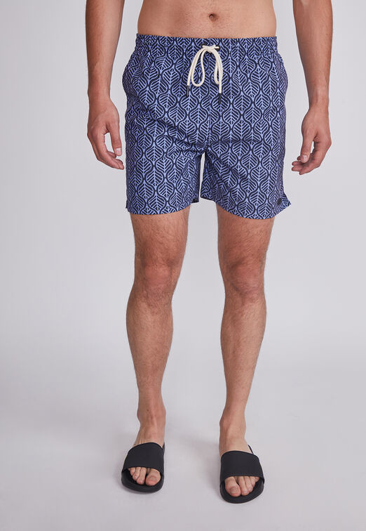 Traje De Baño Hombre Azul Hojas Con Bolsitas Sioux