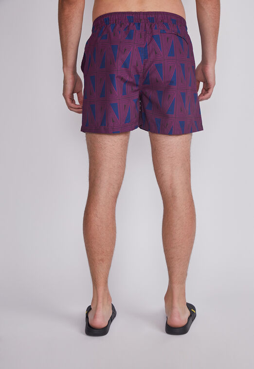 Traje De Baño Hombre Burdeo Geometrico Sioux