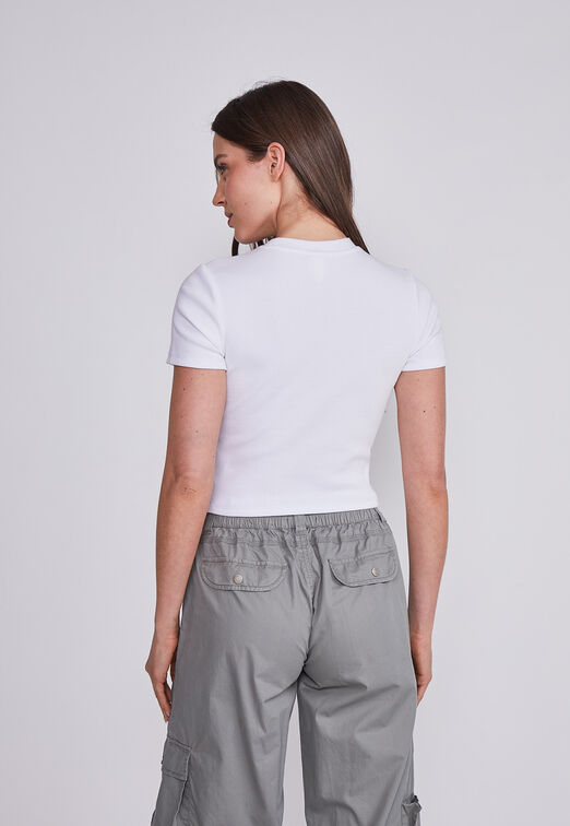 Polera Mujer Blanco Bordado NY Sioux