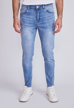 Jeans Hombre Skinny Destroyer Azul Sioux