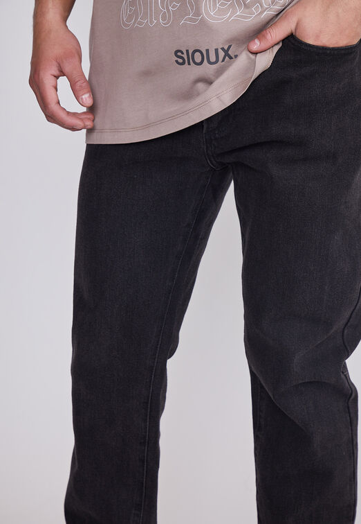 Jeans Hombre Negro Slim Basico Sioux