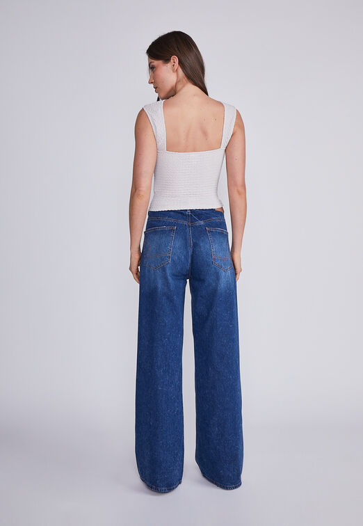 Jeans Mujer Azul Wide Leg Sioux