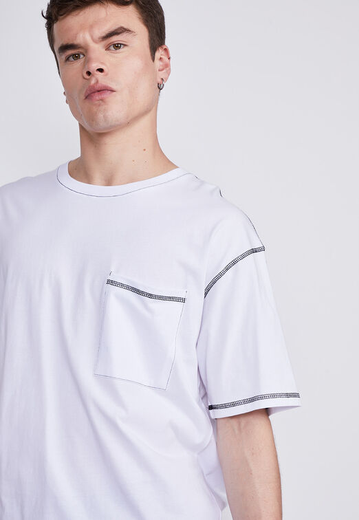Polera Hombre Blanco Hilo Contraste Sioux