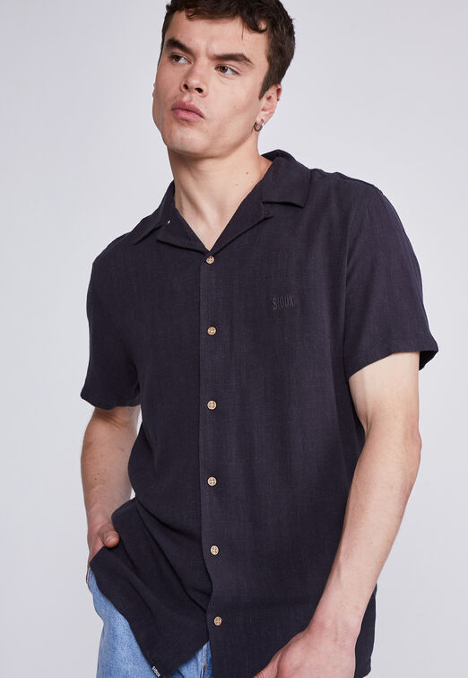 Camisa Hombre Negro Soft Lino Regular Sioux