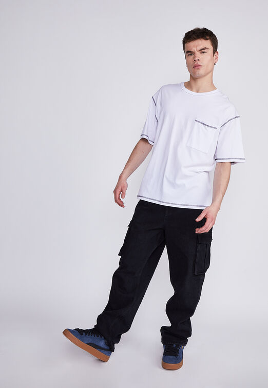 Polera Hombre Blanco Hilo Contraste Sioux
