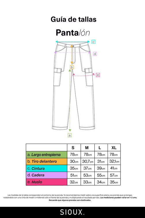 Pantalon Mujer Negro Hilo Contraste Sioux