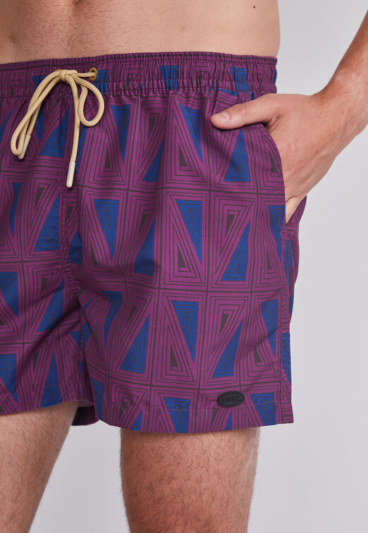 Traje De Baño Hombre Burdeo Geometrico Sioux