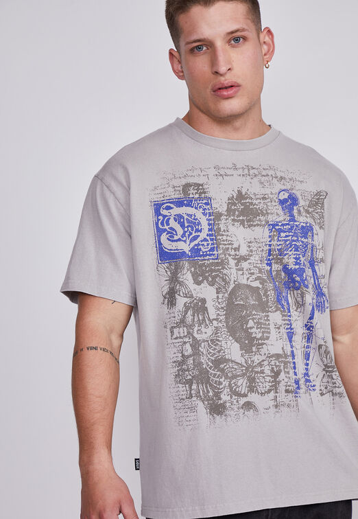 Polera Hombre Gris Esqueleto Sioux