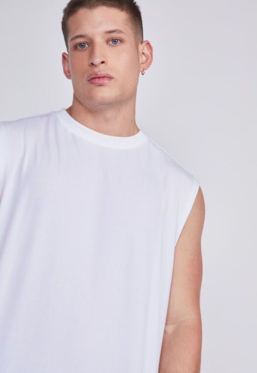 Polera Hombre Blanco Musculosa Oversize Sioux