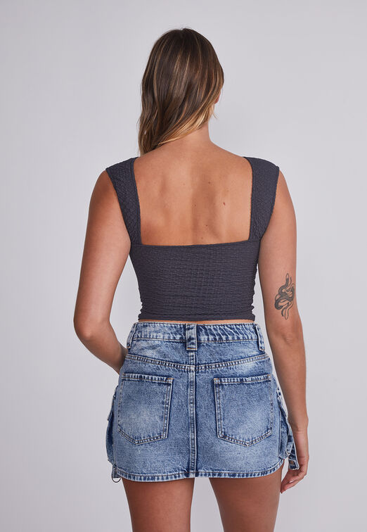 Polera Mujer Gris Espalda Descubierta Sioux