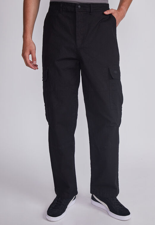 Pantalon Hombre Negro Corte Cargo Sioux