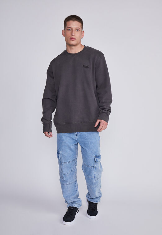 Poleron Hombre Gris Cuello Redondo Lavado Sioux