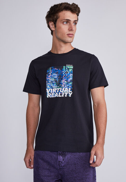 Polera Hombre Negro Visual Reality Sioux
