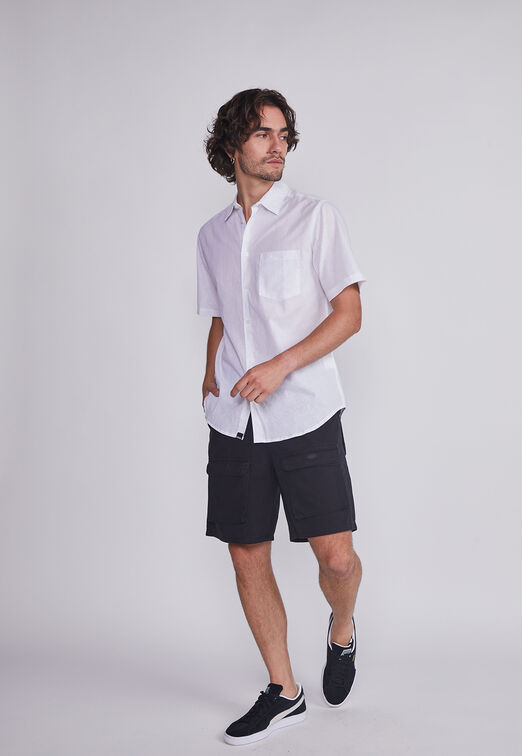 Bermuda Hombre Negro Elastico Y Broche Sioux
