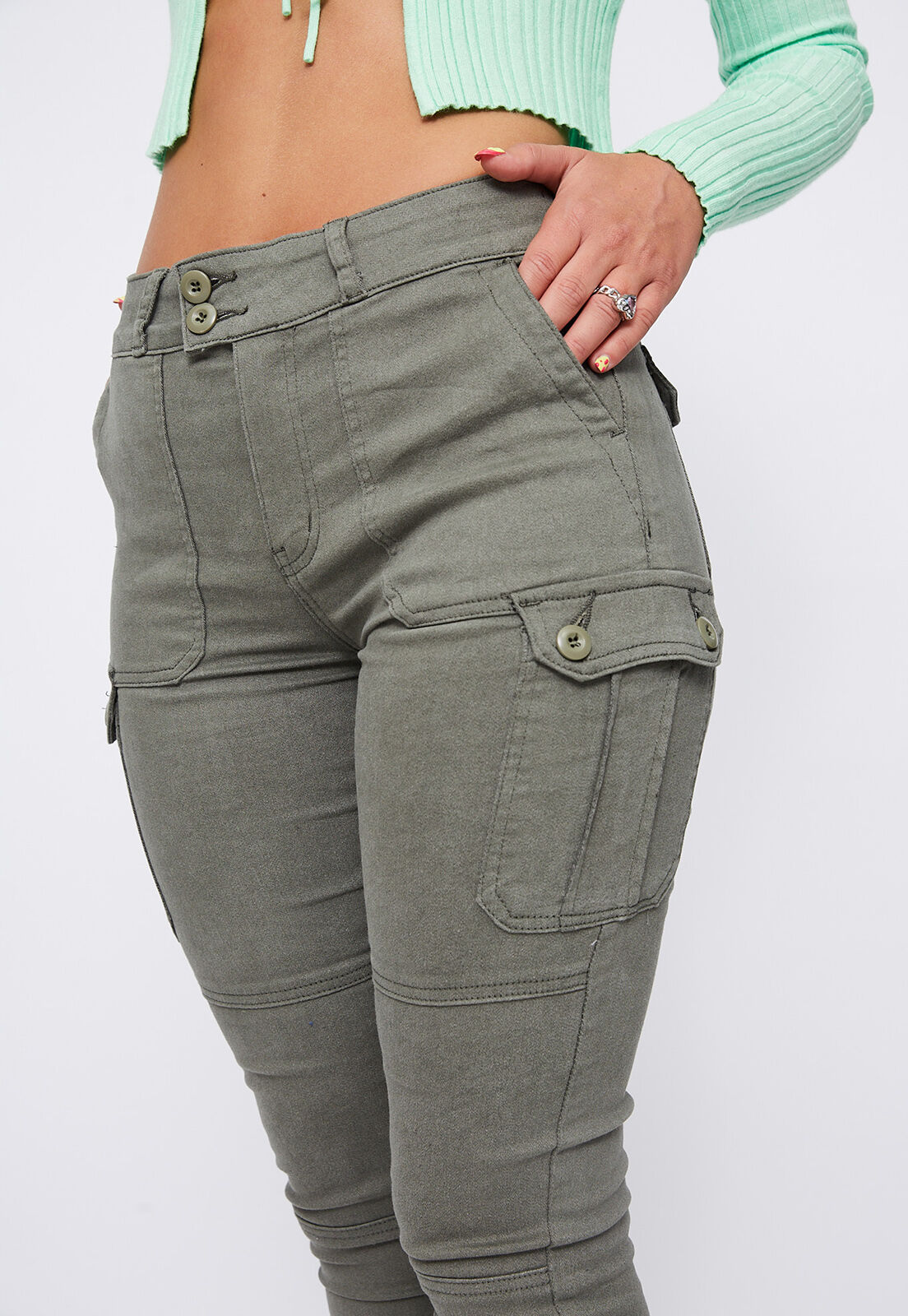 Pantalon cargo skinny mujer shop