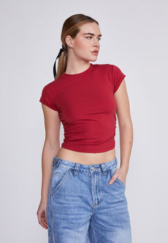 Polera Mujer Rojo Recogido Costados Sioux