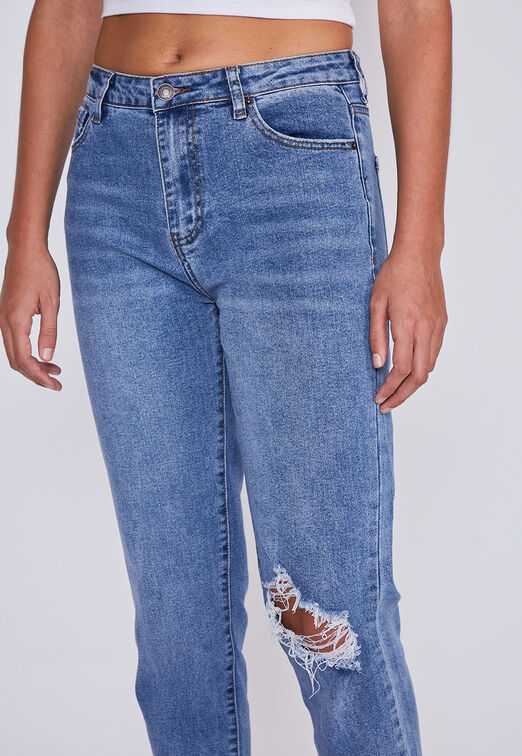SIOUX JEANS, Moda y Tendencia, SIOUX JEANS, Compre Jeans Mujer Mom  Destroyer Azul Sioux Por CLP 12990