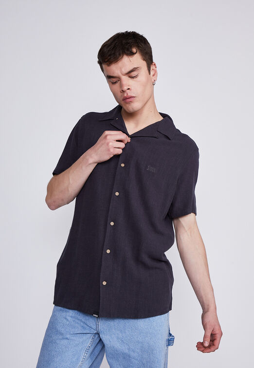 Camisa Hombre Negro Soft Lino Regular Sioux