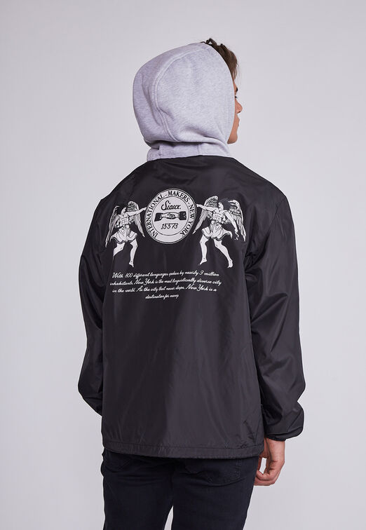 Cortaviento Hombre Negro Gorro Poleron Sioux