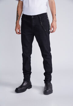 Jeans Skinny Chains Negro Sioux