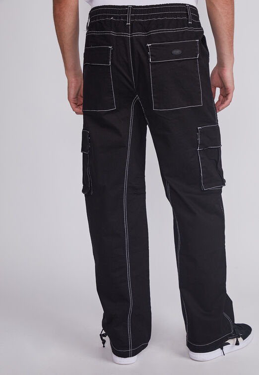 Pantalon Hombre Negro Cargo Costuras Sioux