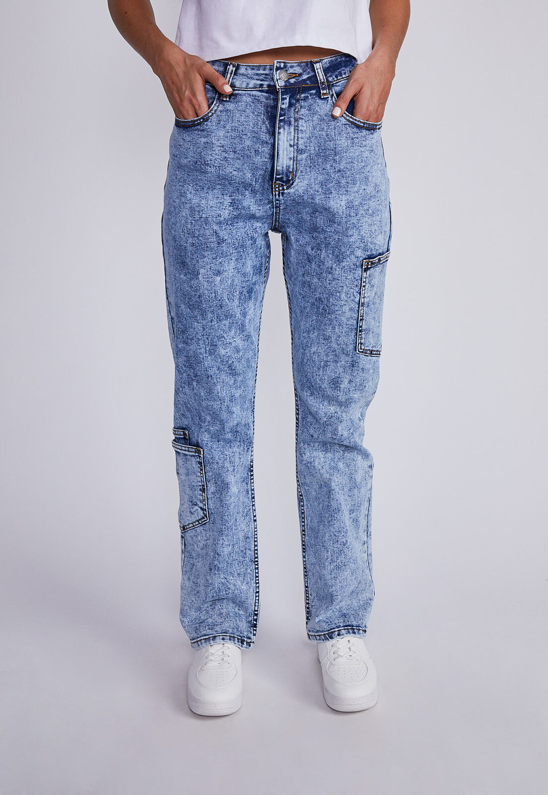 Jeans con bolsillos laterales mujer clearance