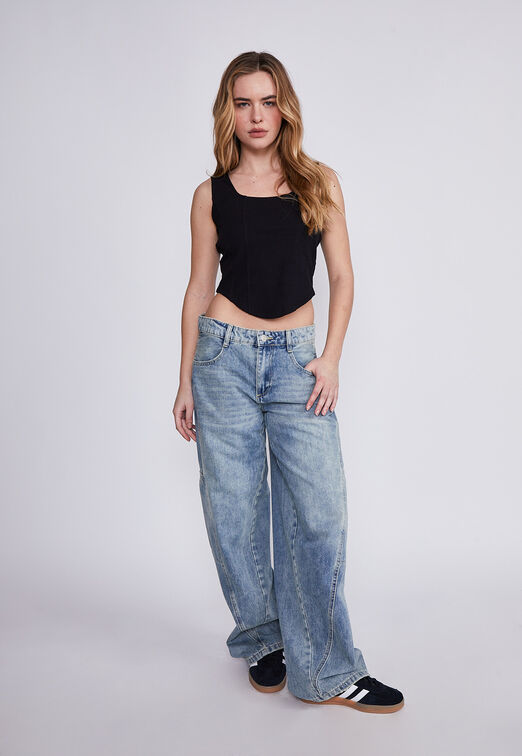 Peto Mujer Negro Corset Punta Sioux