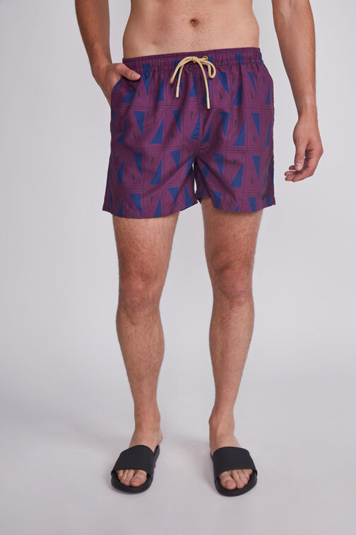 Traje De Baño Hombre Burdeo Geometrico Sioux