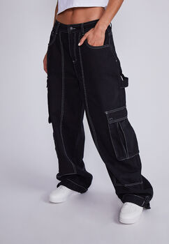 SIOUX JEANS, Moda y Tendencia, SIOUX JEANS, Compre Jeans Mujer Baggy  Maxi Bolsillos Negro Sioux Por CLP 9990