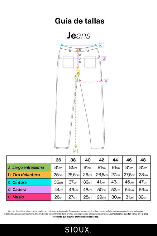 Jeans Mujer Blanco Flare Con Botones Sioux