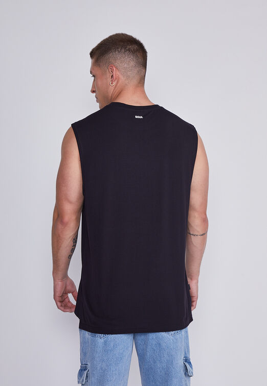 Polera Hombre Negro Musculosa Oversize Sioux