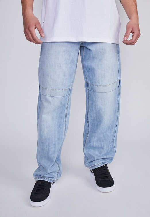 Jeans Hombre Celeste Regular Fit Corte Rodilla Sioux