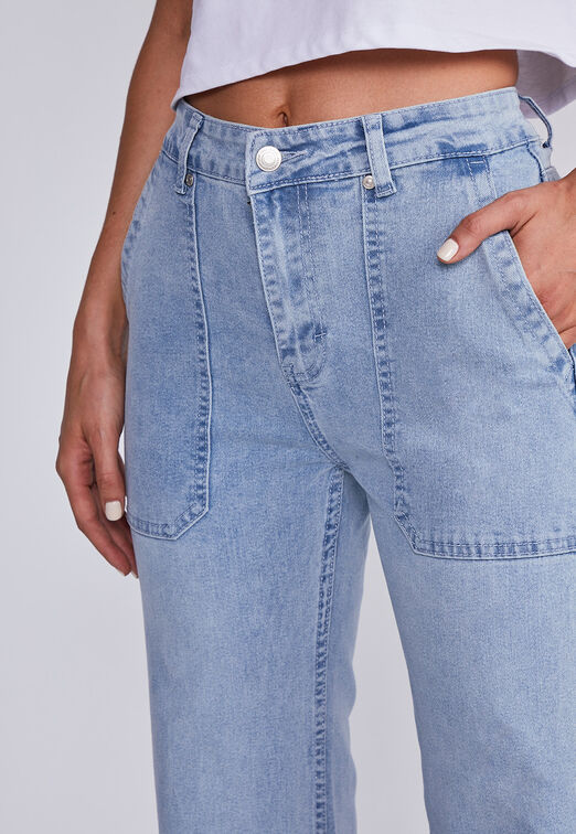 Jeans Mujer Azul Flare Basta Deshilachada Sioux