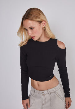 Polera Mujer Hombros Negro Sioux